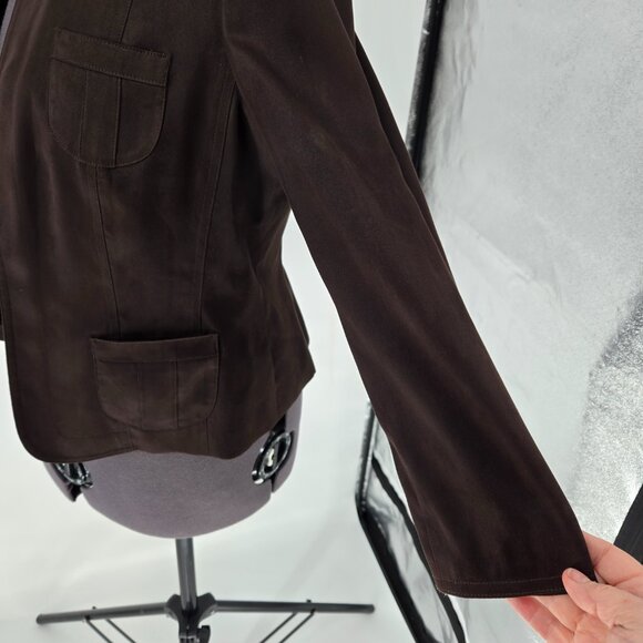 6325-29 Talbots Chocolate Brown Open Front Blazer – Size 14 - Picture 4 of 7